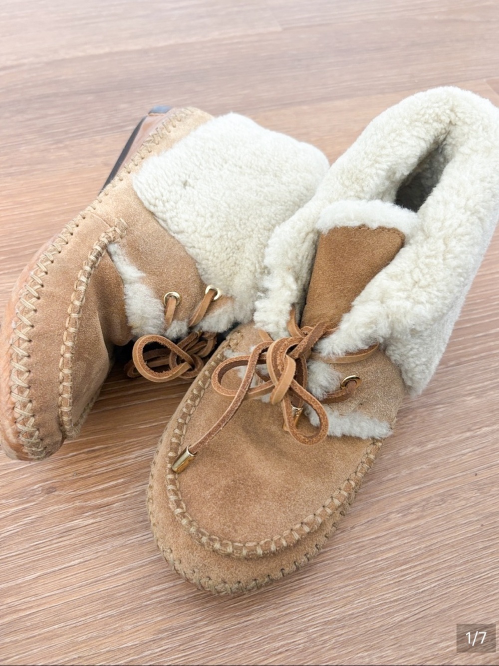 Tory Burch shearling suede slip ons